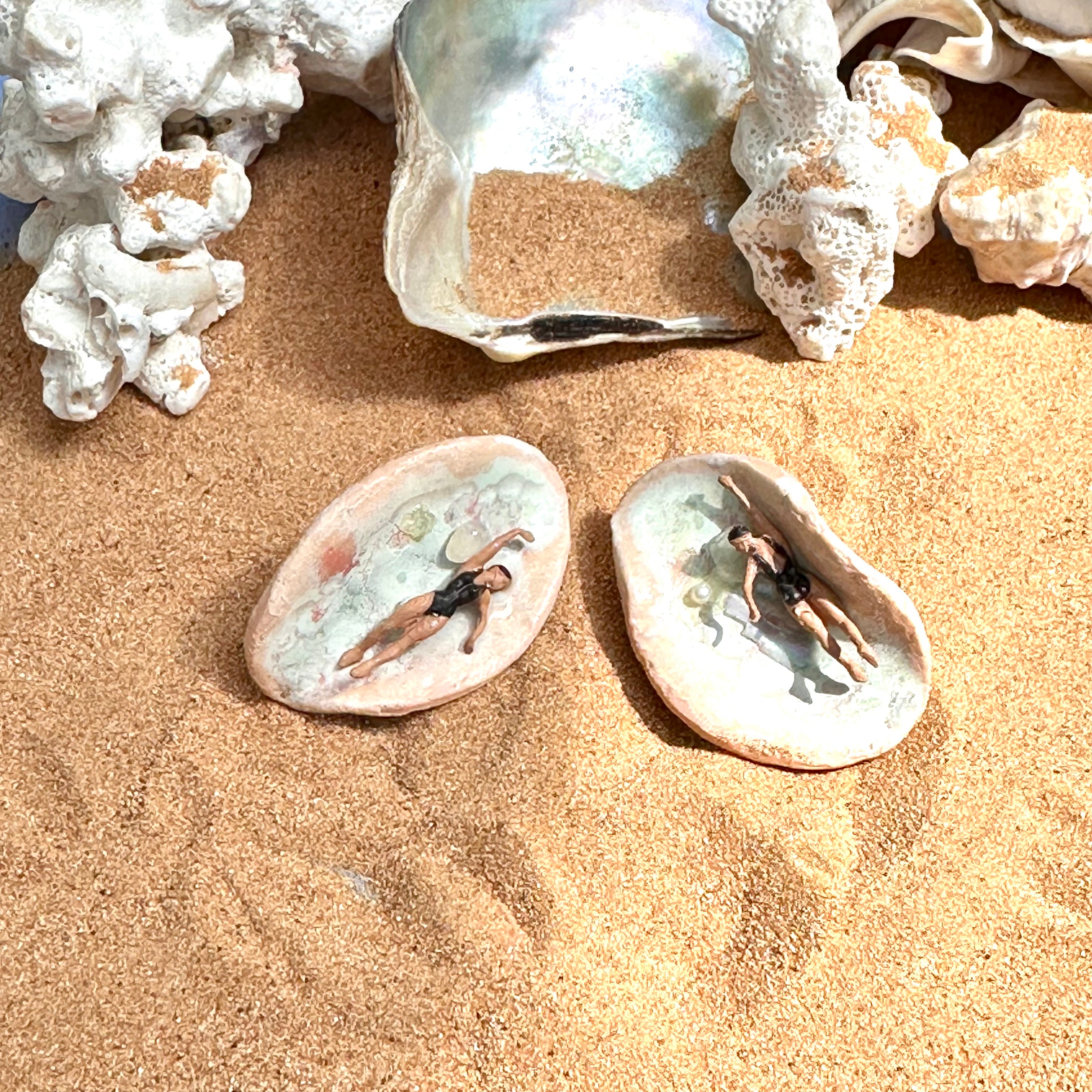 Boucles d'oreilles (clous d'oreilles) "Deux longueurs avant le rosé"