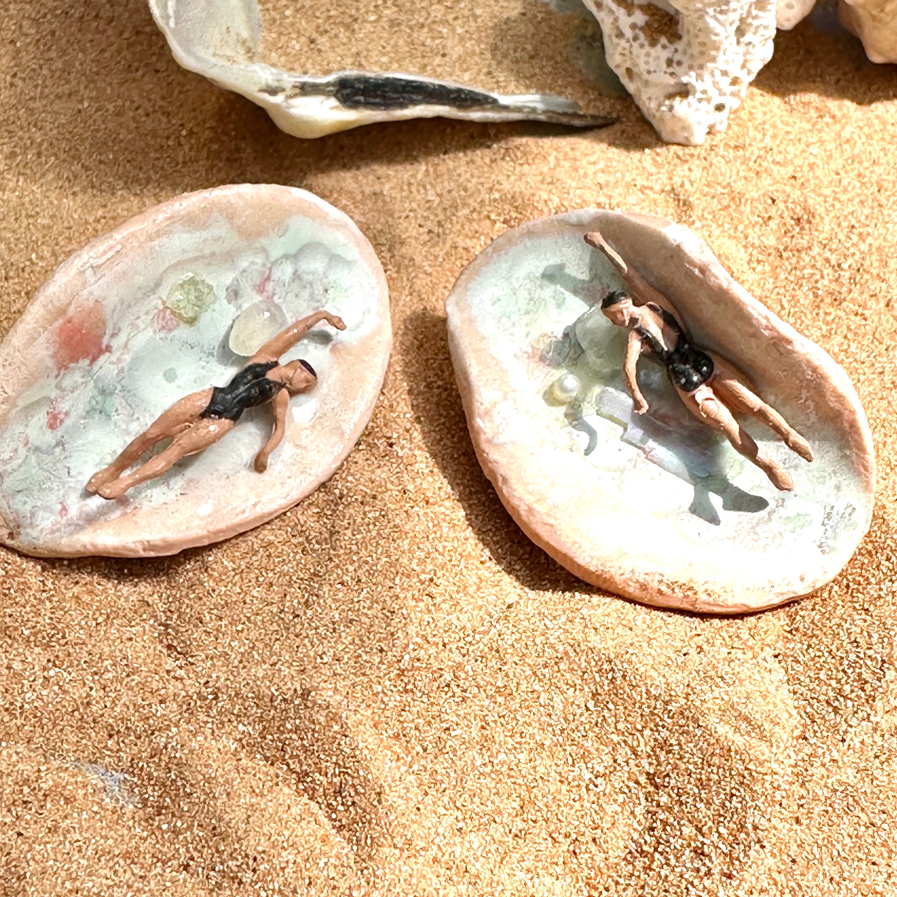 Boucles d'oreilles (clous d'oreilles) "Deux longueurs avant le rosé"