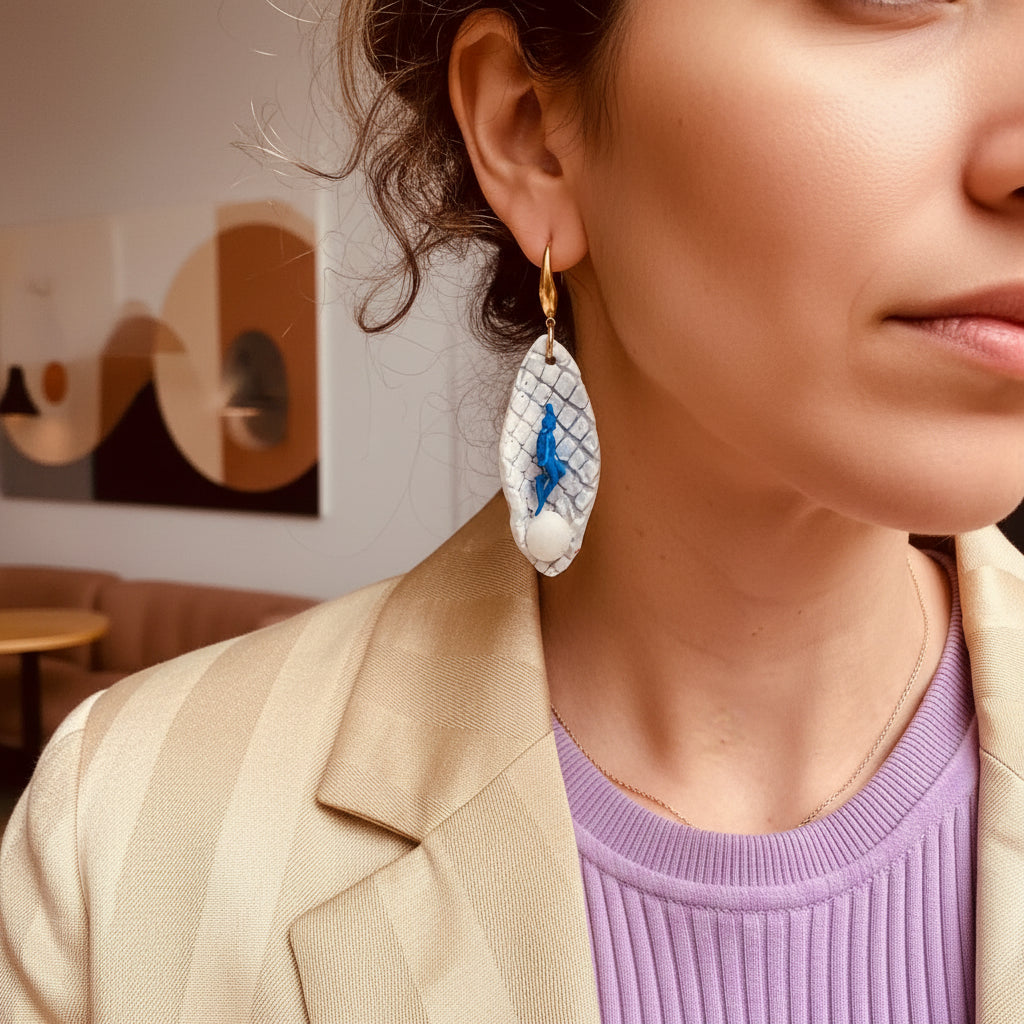 Boucles d'oreilles "Pris dans les filets du Club Med"